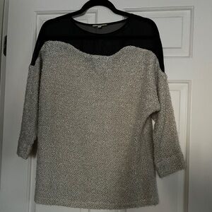 Gianni Bini beige Sweater with Black Sheer Accent